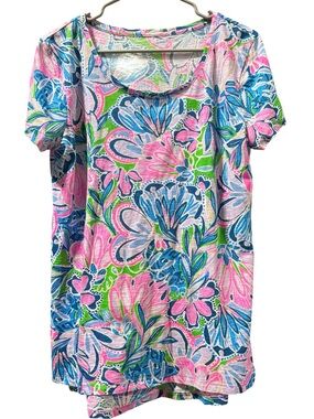 Lilly Pulitzer Etta Scoop Neck Top Multi Patch size XXL